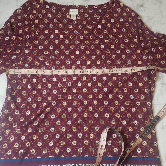 Chicos Maroon Blouse Size 3 - Picture 11 of 13